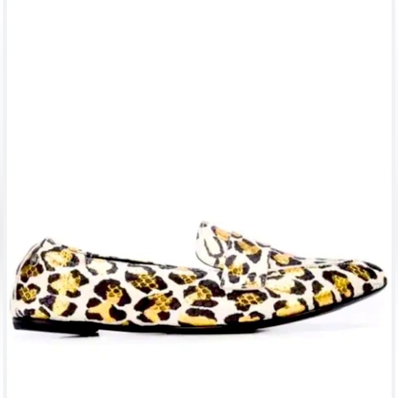 AGL Softy Pointy Toe Mocassin Loafer Gold Leopard Size 37 Italy - Picture 1 of 10